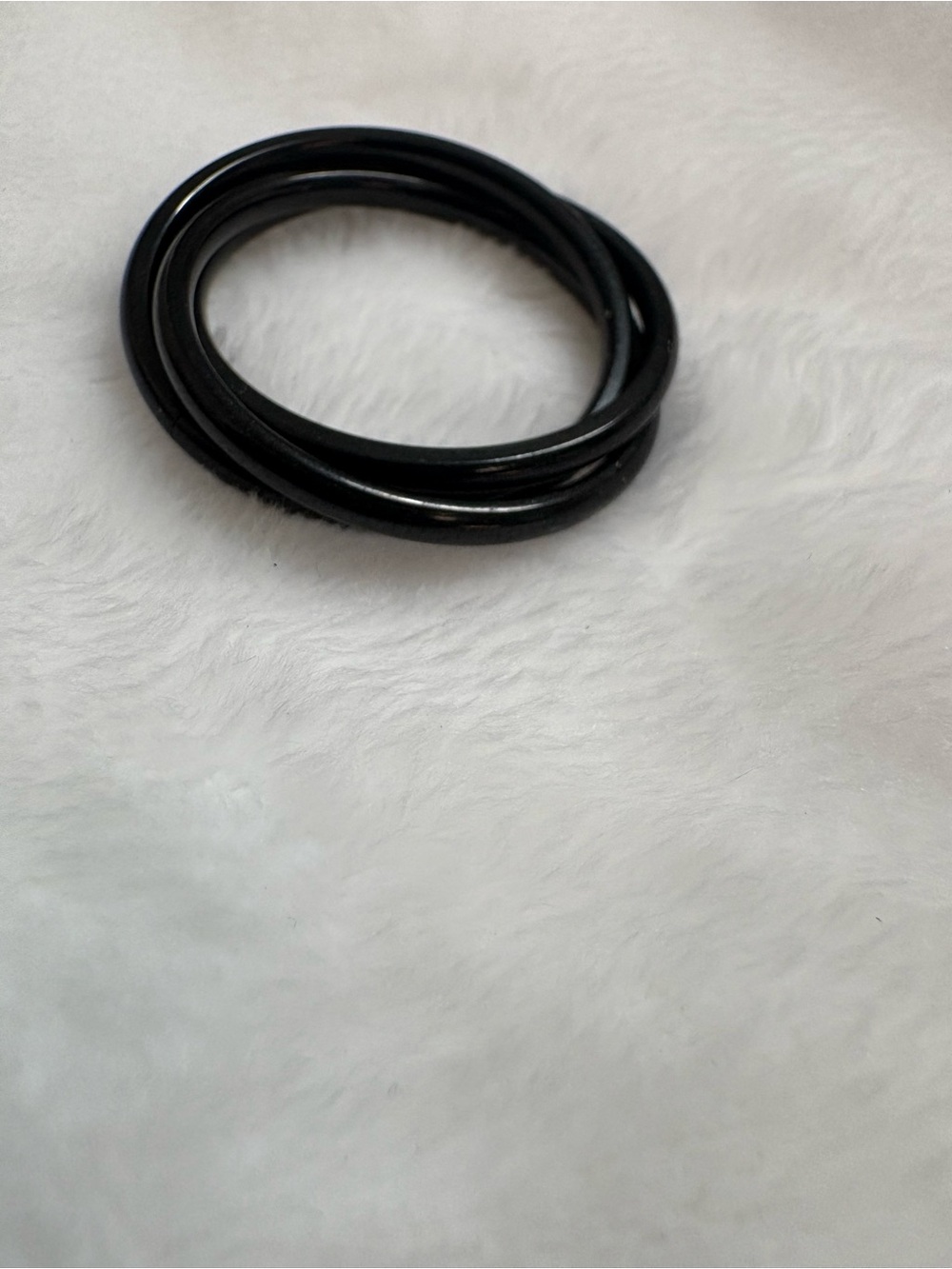 2 Black and Silver Metal triple rings, sizes 9 and 9 1/2